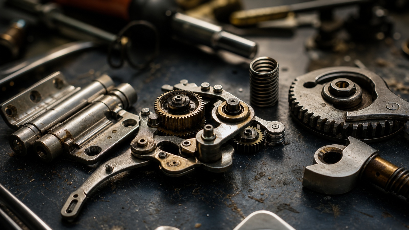 Ultra-photorealistic workshop scene for Hidden Gears: The Genius Behind Everyday Mechanisms